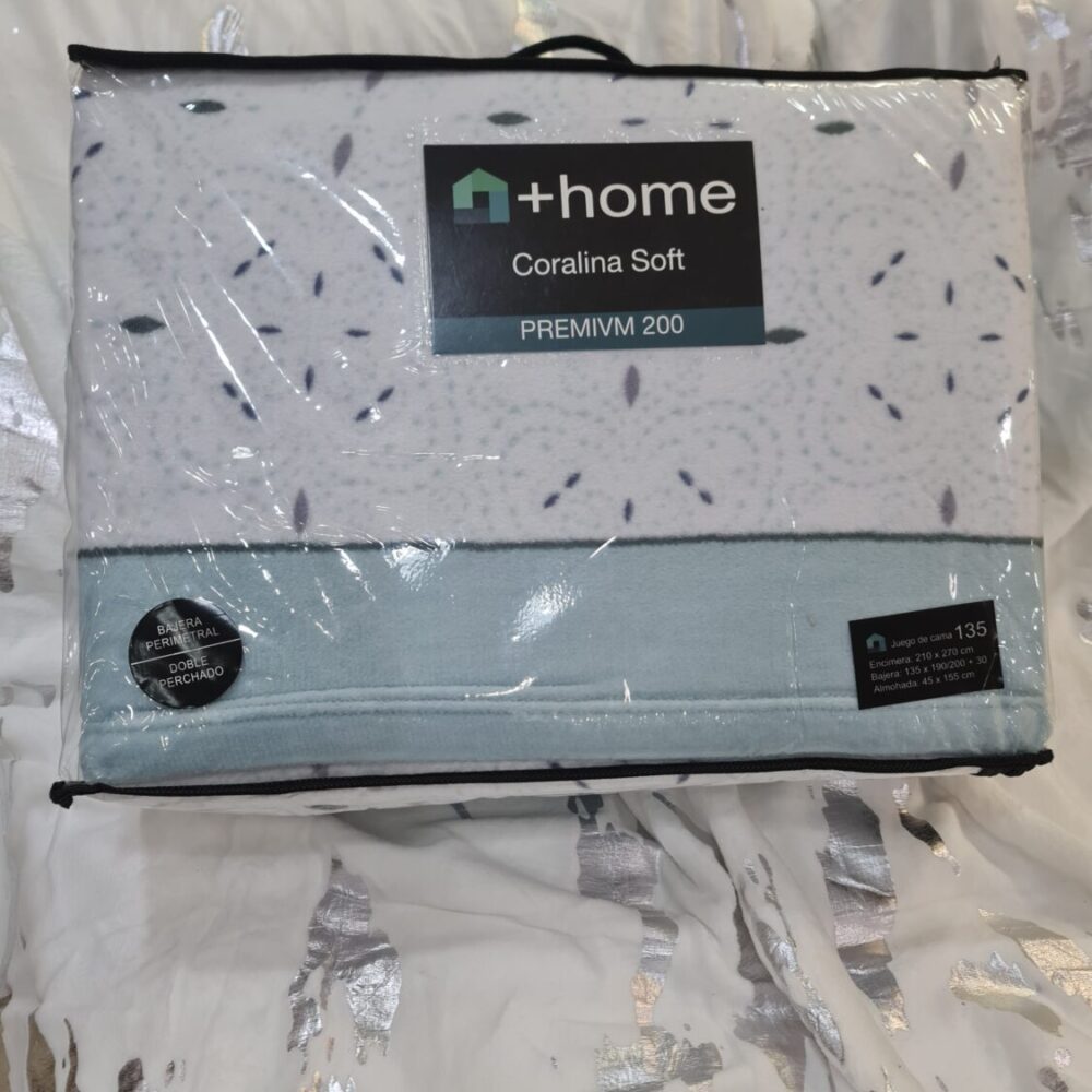 JUEGO DE SÁBANAS CORALINA 3PIEZAS, CAMA 135CM. MODELO: LUNA AGUA