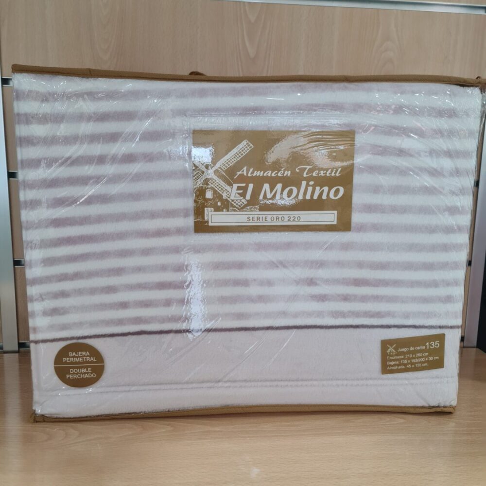 JUEGO DE SÁBANAS CORALINA 3PIEZAS CAMA 135 y 150cm. MODELO ANNA MAQUILLAJE RAYAS